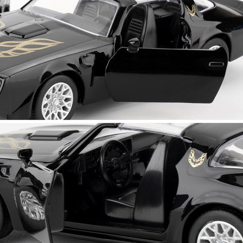 1:36 Pontiac Firebird Toy Car, Diecast Pull Back Model Car, Doors Open, Collection Kids Toy for Ages 3 and Up, Black