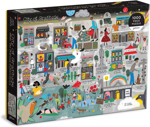 Galison City of Gratitude Puzzle – 1000 Pieces, 27” x 20”, Colorful City Map Artwork, Challenging Family Activity