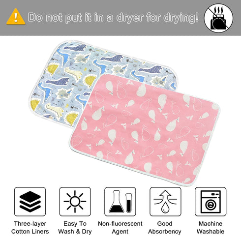 2 19.7'' 27.6'' Pcs Baby Diaper Changing Pad, Maveek X Newborns Waterproof Diaper Pad Reusable Nappy Multi Function