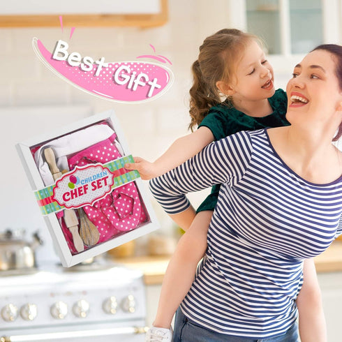 Gifts for 2-8 Year Old Girls Boys, Chef Costume Set Kids Apron for Girls, Toddler Birthday Xmas Gifts