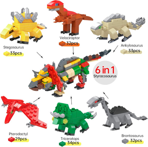 auryee 12PCS Sets 6+ Pre Filled Easter Eggs Dinosaurs Party Favors Party Supplies Building Blocks Mini Animal