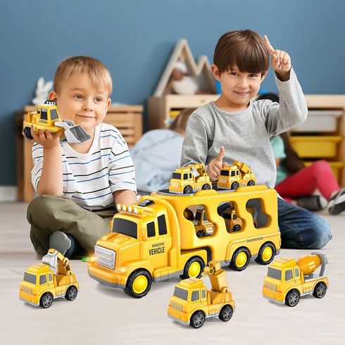 Bennol 5 in 1 Toddler Boy Toys for 1-5 Year Olds, Construction Car Truck Toys for Boys Ages 1-3, 3-5 Birthday Gifts