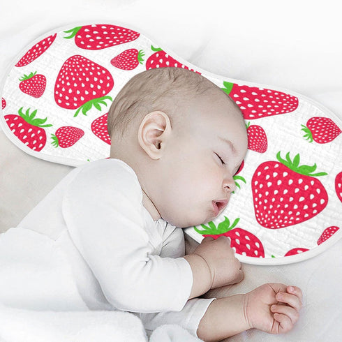 WELLDAY Set 1, 22 11 Inch Muslin Baby Burp Cloths of Soft Absorbent Cute Strawberry Muslin Washcloths, Bibs, Face Towel