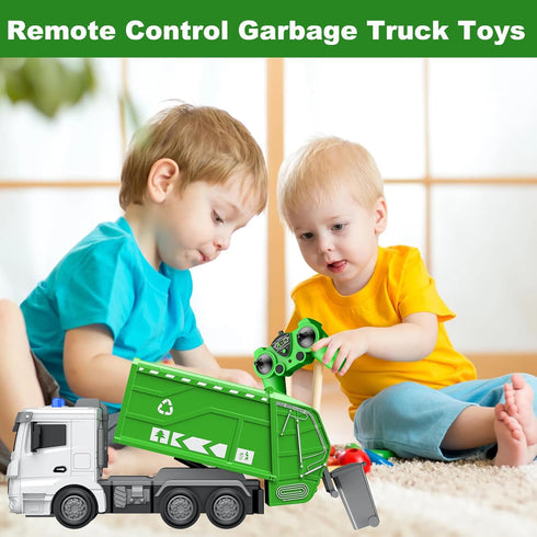 2.4Ghz Remote Control Garbage Truck Toys, 1/24 Scale RC Waste Management Truck for Boys Age 3-8