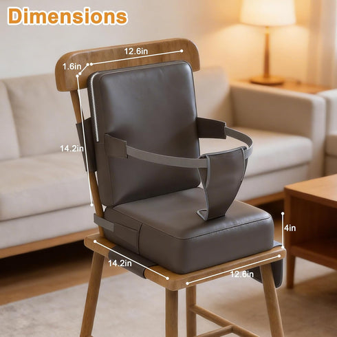 Booster Seat for Kitchen Chair, Non-Slip Toddler Booster Seat for Dining Table with Backrest, Adjustable Straps