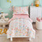 Joyreap 4 Piece Cotton Toddler Bedding Set for Girls, Pink Flowers Design, Soft