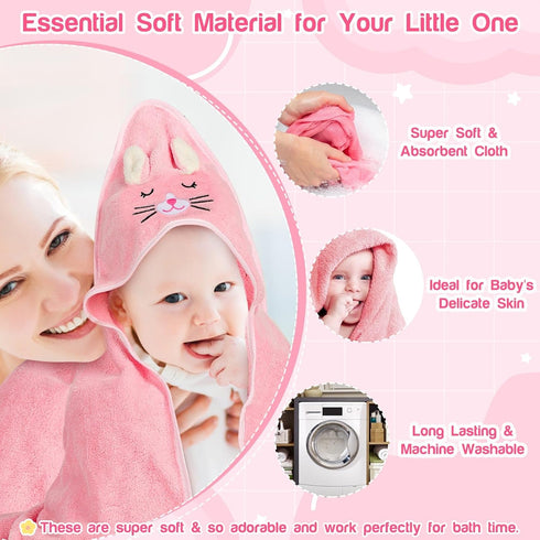 Sublaga 4 3 32x32 PCS Hooded Baby Towels, Absorbent Baby Bath Towel, Soft Baby Towels and PCS Baby Washcloths
