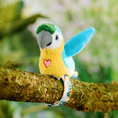 2 Pack 3+ Birds - Cockatoo & Blue Parrot - Slap Bracelet Interactive Plush Toy Birds, They Chat-Sing-Mimic Each Other