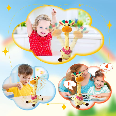 Dancing Giraffe Musical Toys, Recording and Repeating Plush Baby Toy for 6-12 Months, Singing Talking Developmental Toy
