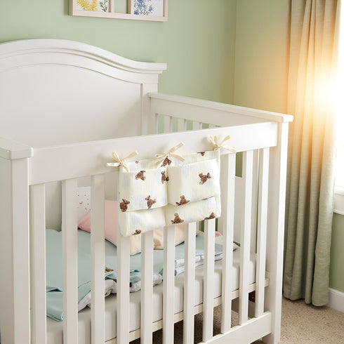 Dwuww White Bedside Hanging Bags Milk Bottle Bib-Storage Crib Organizer Baby Nappy-Dormitory Bed-Bunk Organizing Bag