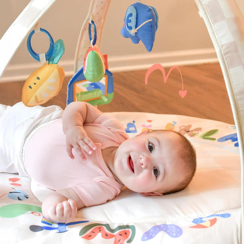 Tummy 6 ABC123 Baby Play Gym & Activity Mat with Light-up Musical Arch, Washable Time Mat with Detachable Sensory Toys