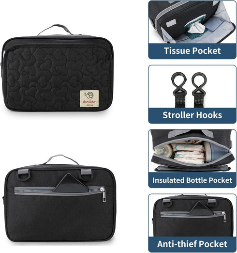 TRENDPLAY Small Diaper Bag, Mini Stroller Organizer Caddy with Wipe Pockets Caddy Parent Console with Stroller Straps Fit All Strollers, Black by TRENDPLAY