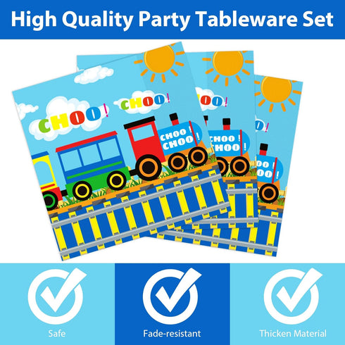 96 Set 24 gisgfim Pcs Train Plates and Napkins Party Supplies Train Birthday Party Tableware Train Theme Party