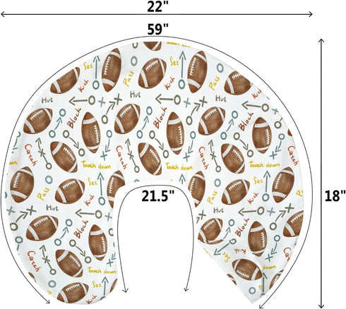 Neutral American Football Baby Nursing Pillow Covers for Boy Girl Cute Football Game Day Nursery Pillowcase