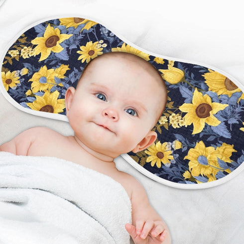 J JOYSAY 22''x11'' 4 Set 2 Pack Sunflowers Daisies Blue Leaves Baby Burp Cloths for Boys Girls Large Cotton Baby Bibs