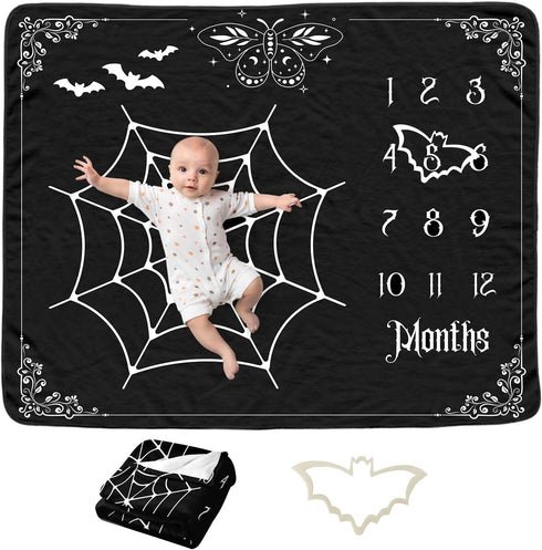 Gothic Baby Monthly Blanket for Boys, Goth Newborn Month Blanket, Soft Flannel