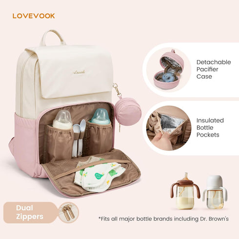 Backpack, 15.6''-Small) LOVEVOOK Diaper Bag Baby Travel Bags for Boys & Girl, Toddler Waterproof Diaper Bag w/Changing