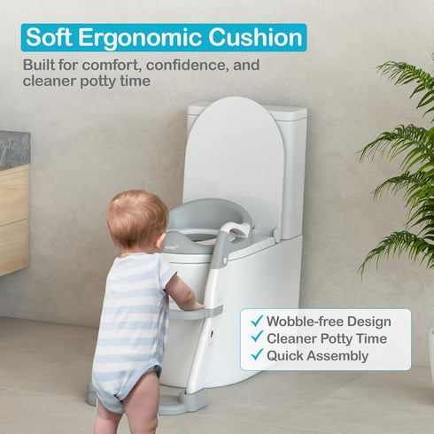 TIVONEL 3-in-1 5-Level Toddler Potty Training Toilet Seat with Ladder | Foldable Toilet Potty Training Seat with Step