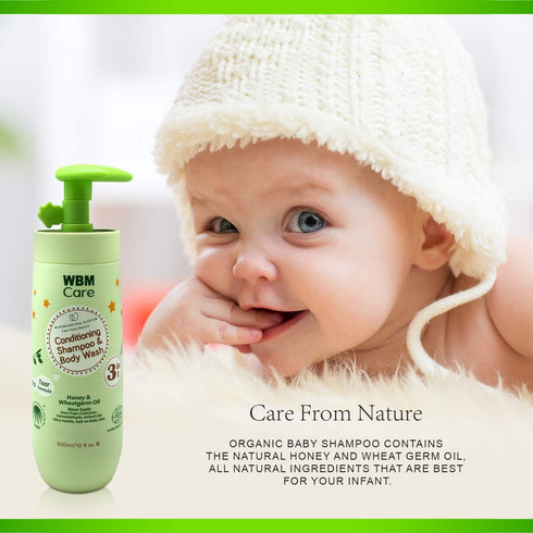 Care 3 in 1 Baby Shampoo with Honey, Wheatgerm & Olive Oil - Nourishing No Tear Formula, 10 Oz