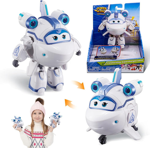 Supercharged Astra Airplane Toys Action Figure, 5" Transforming Airplane to Robot in 10 Steps, Toy for 3-5 Year Olds