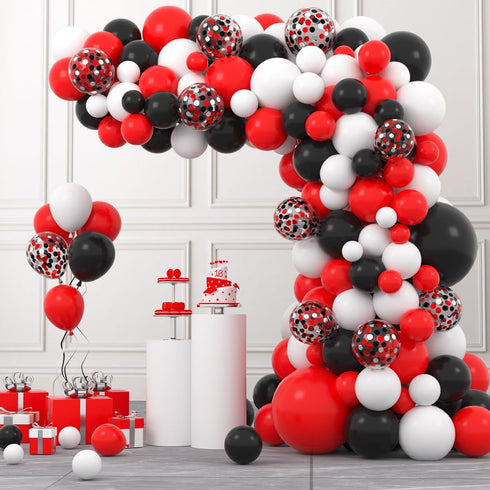 Red Black White Balloon Garland Arch Kit for Birthday Wedding Graduation Party Decorations