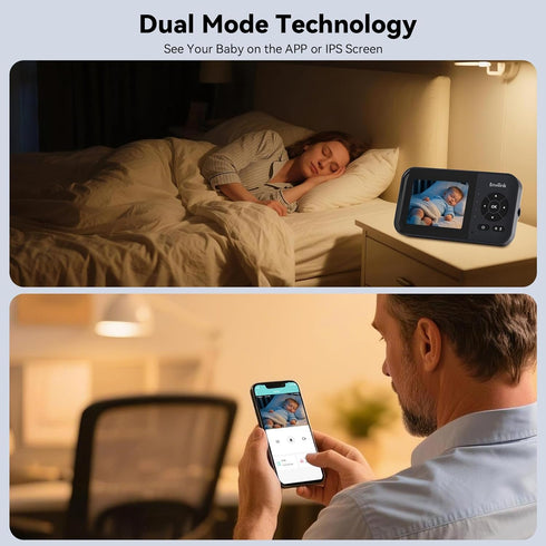 Envilink 2.8" 14h 1200ft Video Baby Monitor with App, Screen Battery, Sound Detection, Night Vision, Two Way Talk