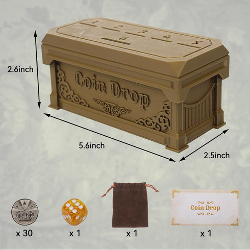 Coin Drop Game,Penny Game with 30 Metal Coins,Fancy Game Box,1 Dice and 1 Specification.A Fun Classic Board Game.