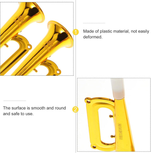Toyvian 14pcs Plastic Trumpet Toy, Kids Trumpet Instrument Party Noise Makers, Golden Kids Birthday Party Favors