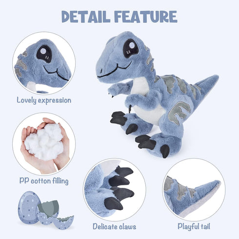 TCBunny Baby Dinosaur 12" Bedtime Plush Toy, Kid's Gifts for Boys and Girls, Veliciraptor, Birthday, Valentine,