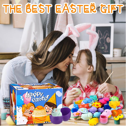 60PCS Prefilled Easter Eggs with Toys Inside, Easter Basket Eggs Filled Stuffers, Easters Theme Party Favors Fidget
