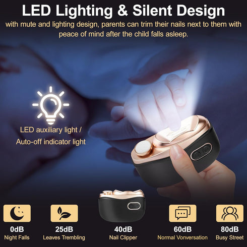 Vazpalas 3 in1 Trimmer Electric Nail Clipper, Baby Nail Electric, Smart Easy Nail Clipper with LED Light & Nail Clip