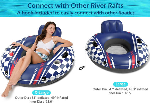 2 Jasonwell Inflatable River Tube Float - Heavy Duty River Float Pool Floats Lake Premium Water Tubes for Floating