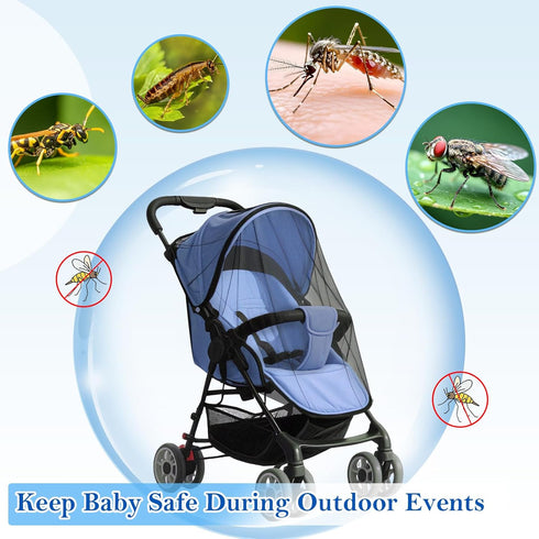 South to East Mosquito Net for Stroller with Drawstring, Baby Bug Netting with Storage Bag, Breathable & Portable