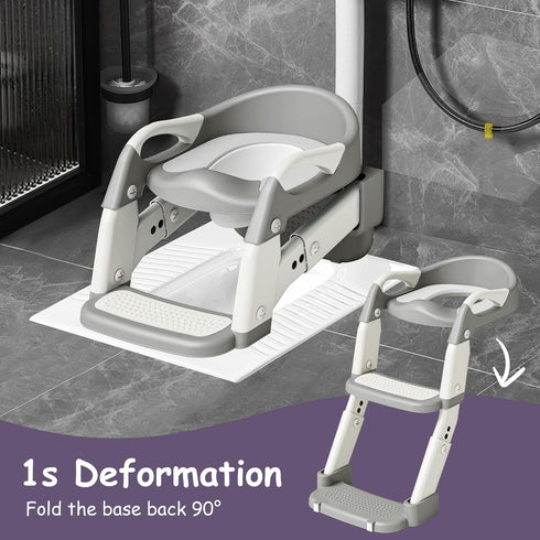 kimitimi 3-in-1 Potty Training Seat with Ladder Toddler Toilet Ladder Kids Toilet Chair for Little Boys Girls
