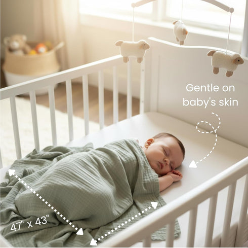 Generic Set 3 47x43 Muslin Swaddle Blankets for Baby, of Soft Bamboo & Cotton Newborn Swaddle Blanket, Breathable