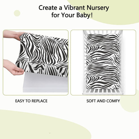 Boy,28 x52,White Zebra Print Themed Fitted Crib Sheet,Standard Crib Mattress Fitted Sheet Toddler Bed Mattress Sheets