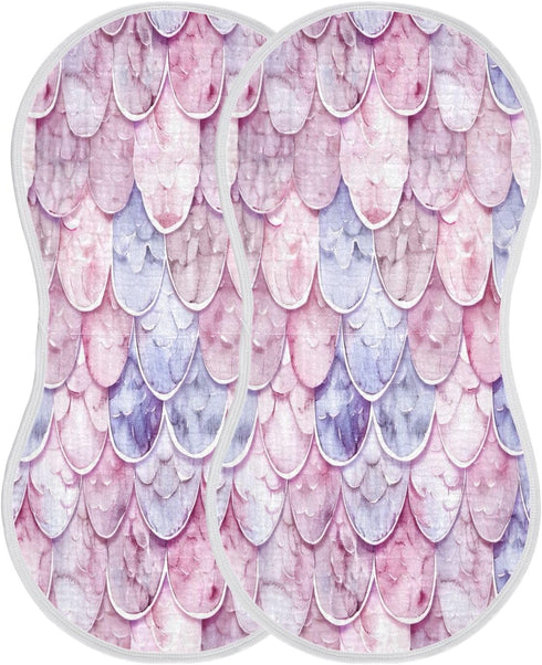 YETTASBIN Mermaid Scale Muslin Baby Burp Cloth, Super Soft Absorbent Cotton Burp Rag Baby Bibs Feeding Cloth