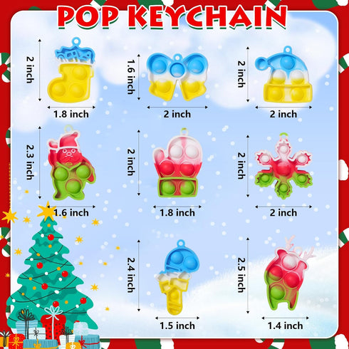 FIDWOD 32PCS Pack Party Favors for Kids: Mini Pop Keychain Toys - Bubble Sensory Stocking Stuffers for Boys & Girls