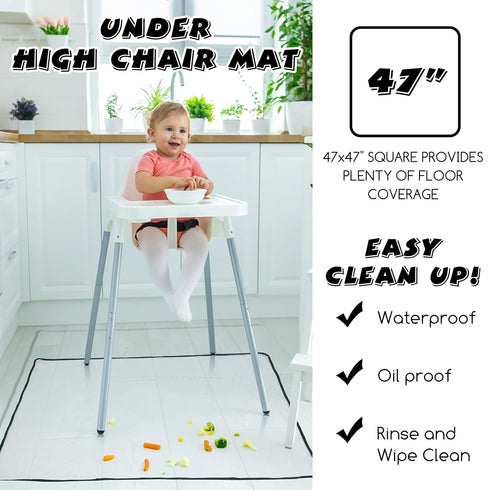 3 47''x47'' Wenqik Pcs Waterproof Washable Baby Splat Mat for Under High Chair Mat Clear Plastic Floor Protector Splash