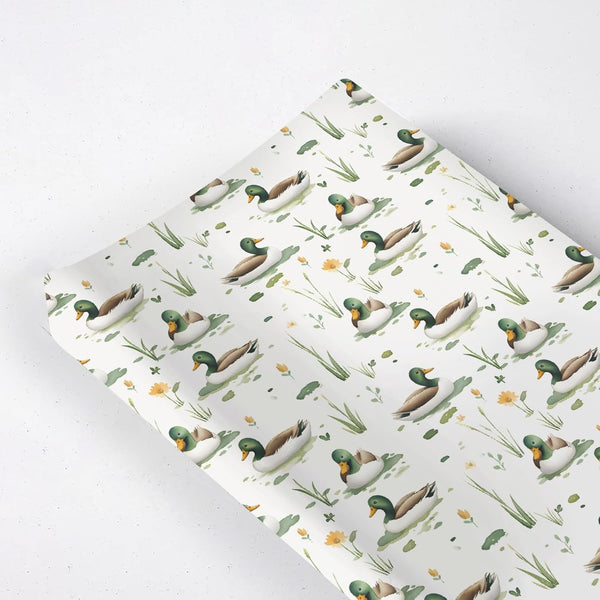 KuphiL10C Cute Mallard Ducks Flowers Floral Leaves Baby Changing Pad Cover, Unisex Mallard
