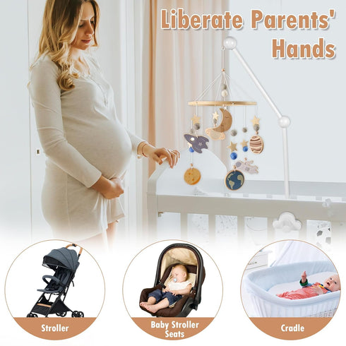 Abizarch 27inch Baby Crib Mobile Arm, Wooden Crib Mobile Holder, Angle Height Cot Mobile Arm, Crib Mobile Bed Bell