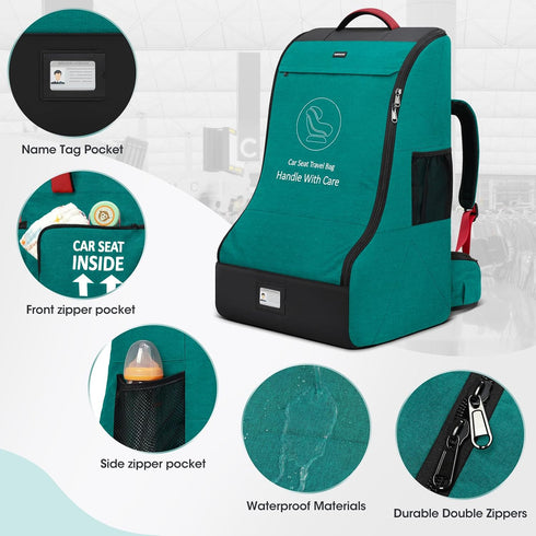 Backpack RAINSMORE Padded Car Seat Travel Bag for Airplane Heavy Duty Car Seat for Air Travel Baby Carseat Cover Bags