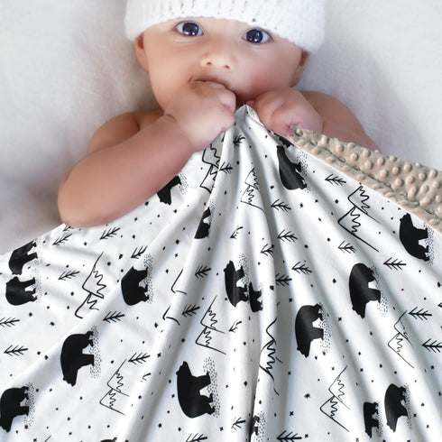 Baby Blankets for Boys Girls - Soft Minky Blanket for Newborn Infant Toddler, Crib Stroller Nursery (Bear)