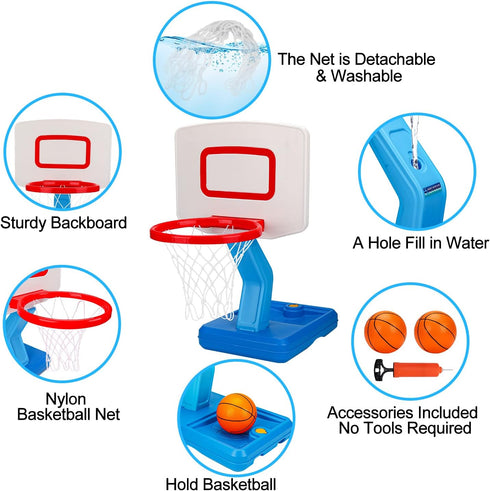 Toddler Basketball Hoop Indoor Mini Adjustable Goal with Ball Pump, Outdoor Toys for Kids Age 2-8