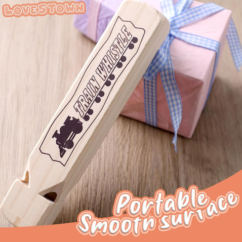 LovesTown 2PCS Kids Wooden Train Whistles - 4-Tone 7.3" Toy Whistles for Birthday Party Favors