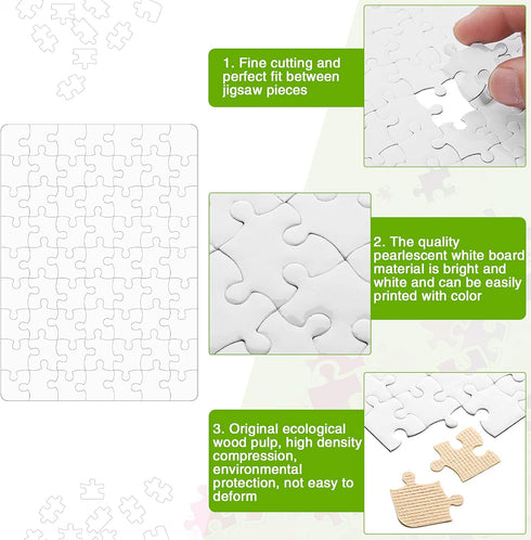 10 Sets Blank Sublimation Puzzle Jigsaw for Kids - DIY Custom Heat Press Thermal Transfer Puzzle (A5-63 Rectangle)