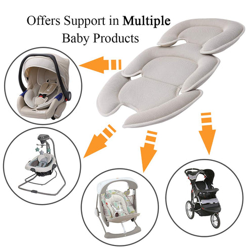 Beige Infant Car Seat Insert - Head and Body Support Pillow
