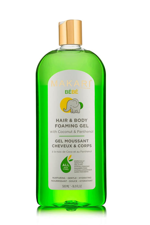 MAKARI Baby Hair and Body Foaming Gel, Hypoallergenic, Paraben-Free, Nourishing Coconut Oil & Panthenol