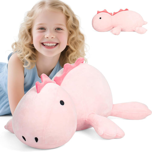BESTVIVE 3.5lbs Weighted Dinosaur Plush 24 Inch,Pink Soft Stuffed Dino Weighted Plush Animal