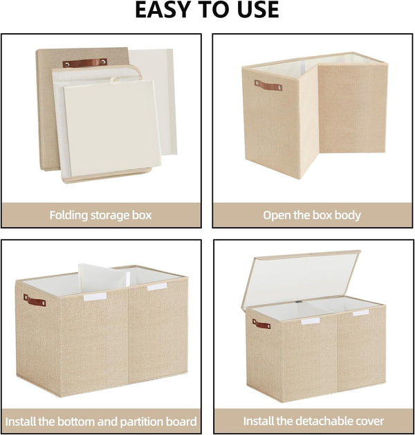 Closet 25"x13"x16" Bagnizer Large Toy Storage Box with Lids, Collapsible Sturdy Baby Storage Organizer Chest Bin Basket